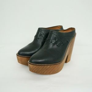 Free People Clogs Mules Leather Slip On Wood Heels